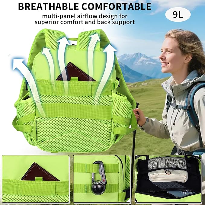 9L Mini Tactical Backpack for Men and Women Tactical Backpack Small for Hiking Small Tactical Bag (Fluorescent Green)