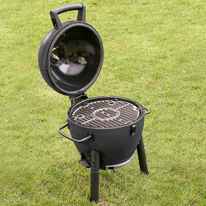 Char-Griller® AKORN® Jr. Portable Kamado Charcoal Grill and Smoker with Cast Iron Grates and Locking Lid with 155 Cooking Square Inches in Ash Model E86714