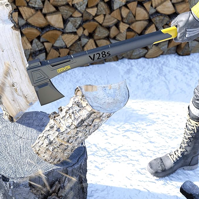 LEXIVON V28s Splitting Axe 28-Inch Lightweight Fiber-Glass Composite Handle &amp Ergonomic TPR Grip | Protective Carrying Sheath Included (LX-V28s)