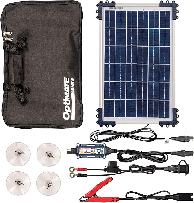 Optimate Solar Duo 10W Travel kit TM522-D1TK 6-Step 12V / 12.8V 0.8A Weatherproof Solar Battery Saving Charger &amp maintainer