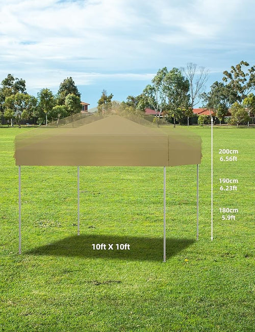 10 X 10ft Pop-Up Canopy Foldable Outdoor Sunshade Shelter One-Push Setup Tent for Events Parties Camping and Commercial Use. Instant Setup Tent Shelter with 1 Removable Sidewalls+ Khaki