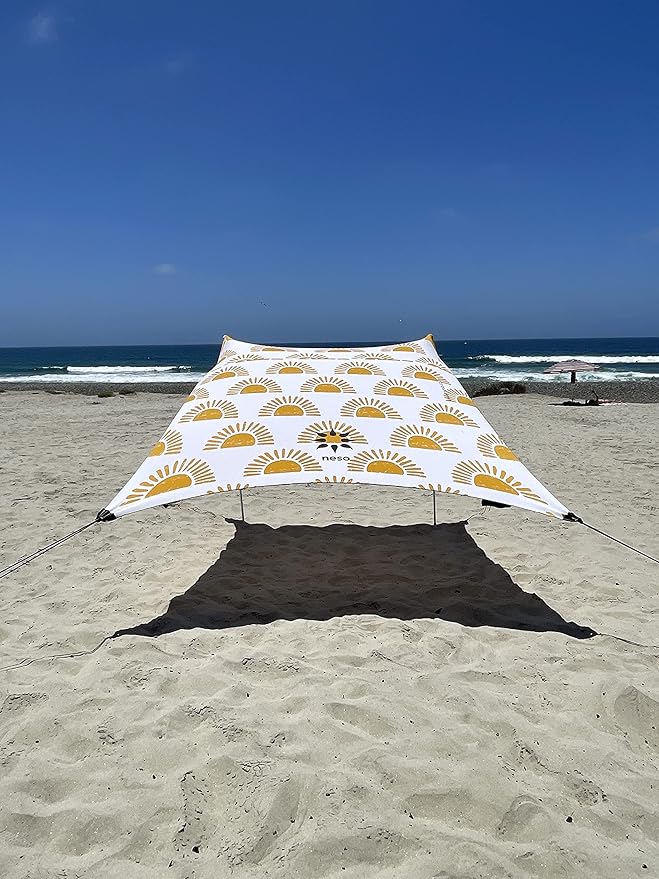 Neso Grande Portable Beach Tent Sun Shelter - Lightweight Beach Shade Canopy - Easy Setup for Family Outings - Patented Reinforced Corners - UPF 50+ Sun Protection