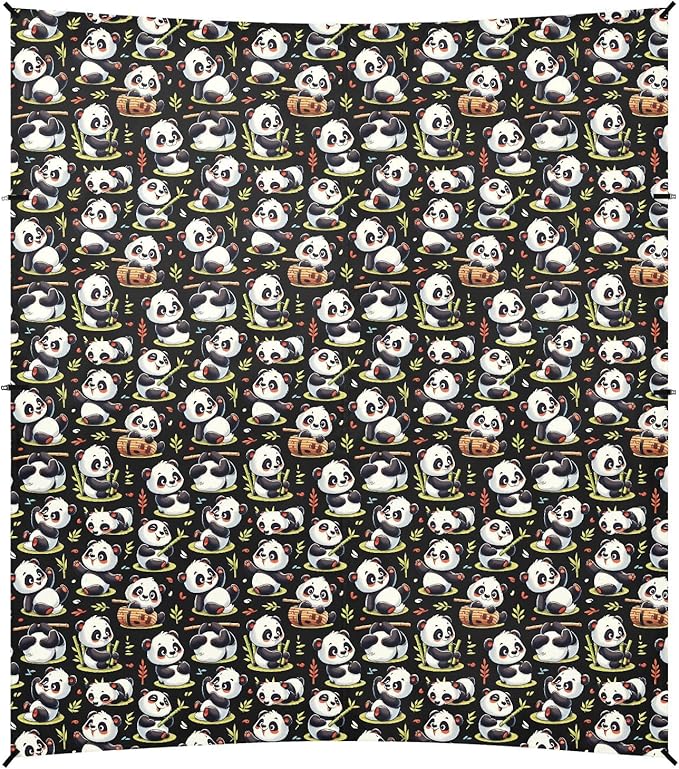 ALAZA Cute Panda Cartoon Beach Tent Sun Shelter UPF50+ Protection Beach Shade Canopy w/ 4 Sandbags for Outdoor Camping Fishing Backyard Fun Picnic 10x9 ft