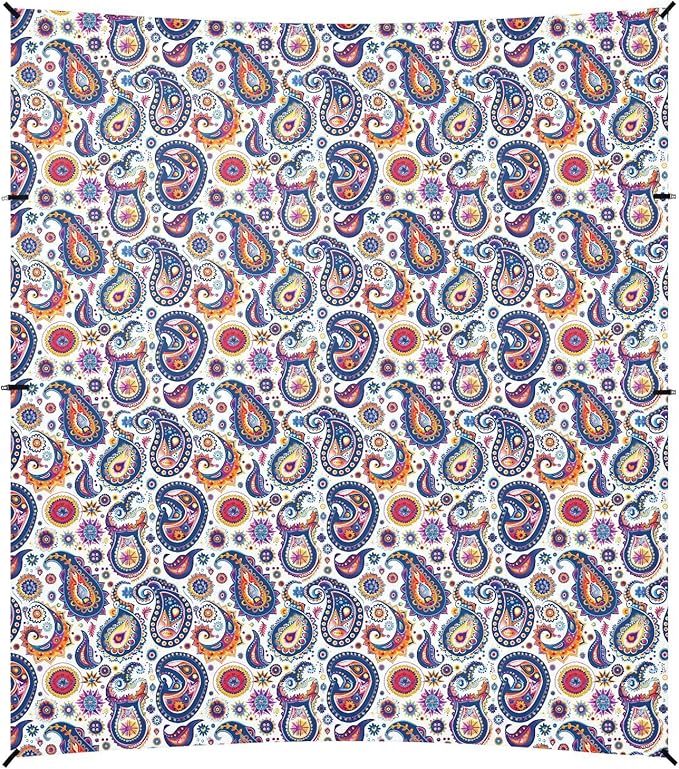 ALAZA Colorful Paisley Flower Beach Tent Sun Shelter UPF50+ Protection Beach Shade Canopy w/ 4 Sandbags for Outdoor Camping Fishing Backyard Fun Picnic 10x9 ft