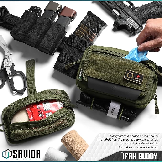 Savior Equipment IFAK Buddy Tactical First-Aid Kit Rip Away MOLLE Pouch Emergency EMT Utility Organization Medical Supply Carrier Outdoor Survival Travel Bag Attach to Backpack/Belt Loop