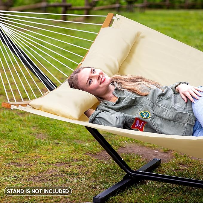 SUNCREAT Hammocks for Outside Hanging Tree Hammock for Outdoor Large Replacement Hammock for Stand Beige