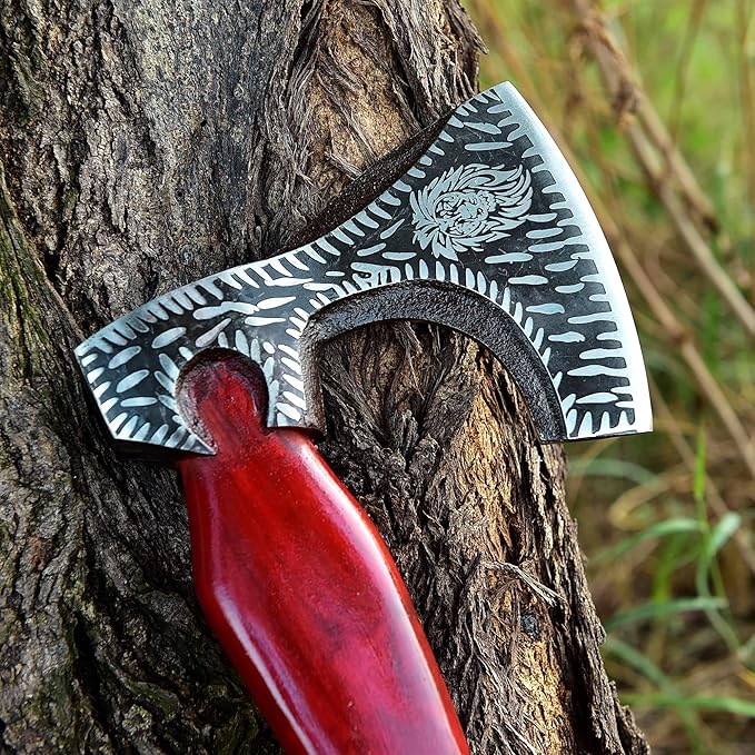SS SMART &amp SHARP SPORTS INC Custom Handmade High Carbon Steel Viking Axe Real HatchetGift for hIm19 inches SS-17611 with Wooden Box