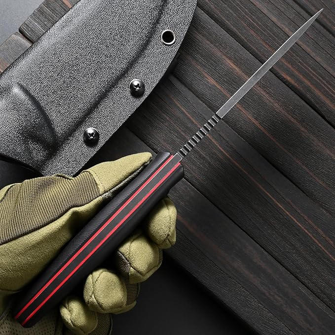 Sitivien ST24 Fixed Blade Knife AUS-8 Brushed Steel Blade Double Color G10 Handle Full Tang EDC Fixed Knifes for Outdoor Working Camping Hunting Fishing(Black Handle+Black)