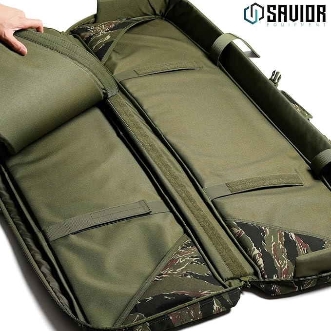 Savior Equipment American Classic Tactical Double Long Gun Bag Pistol Transportation Case w/Backpack Strap Lockable Compartment Available Length in 32 36 42 46 51 55