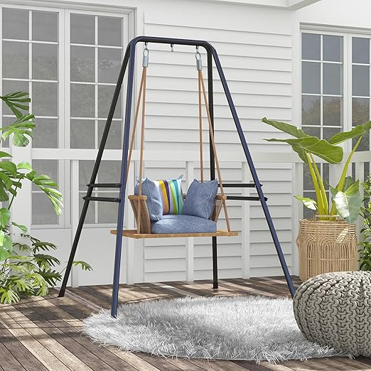 A-Shaped Hammock Chair Stand Heavy Duty Swing Stand for Indoor and Outdoor Use 330 lbs Capacity Black