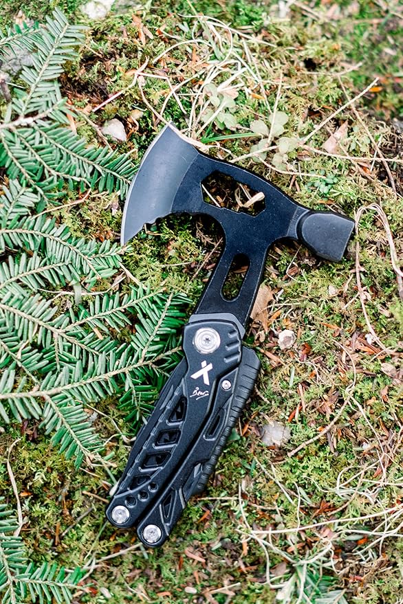 Bear Grylls Axe Multitool Hammer - With Knife Bottle Opener Hatchet Nylon Sheath Saw Screwdriver Whistle - Tactical For Camping Survival Hiking Portable and Lightweight - Black