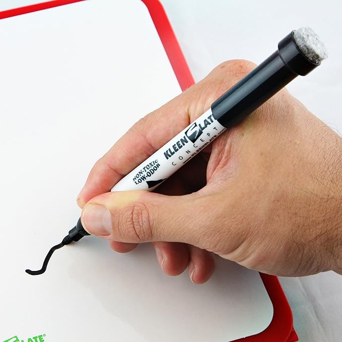 (24) KleenSlate Black Low Odor Dry Eraser Markers with Eraser Bullet point