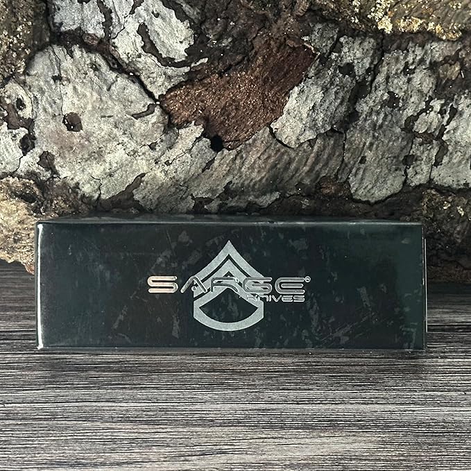 Sarge Knives Two Blade Pocket Knife (2 Blades) Compact Folding EDC Knife with 440 Stainless Steel Razor + Drop Point Maple Burlwood Handle Everyday Carry Knife for Camping Hunting &amp Utility U