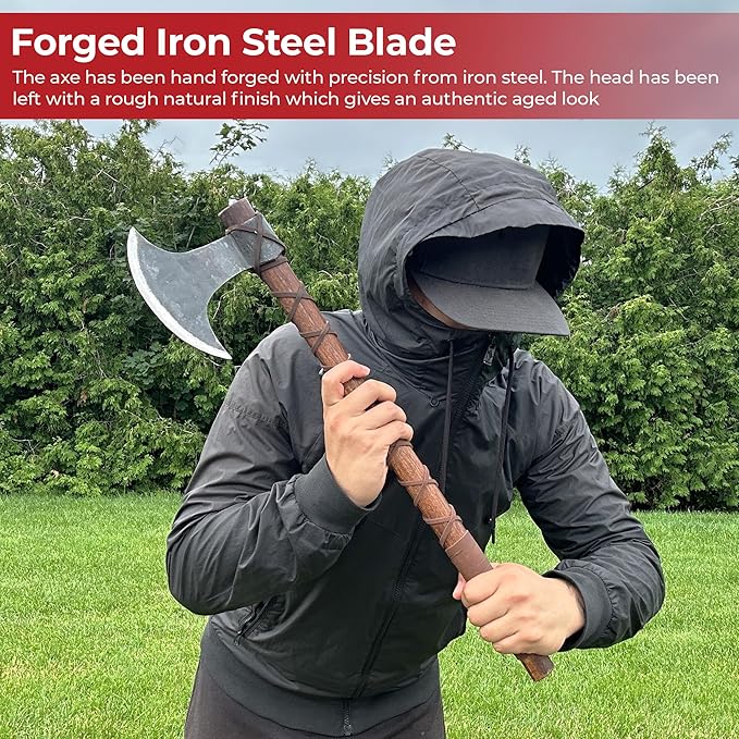 MedievalDepot Fully Functional Norse Terror Battle Axe - Overall 23 Hand Forged Carbon Steel