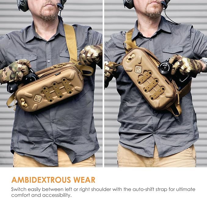 HAZARD 4 Bandoleer - Mini Tactical Sling Bag - EDC/CCW Shoulder Crossbody Pack - Water Resistant Small Chest Satchel - Durable Carry Travel Backpack - Military-Style Single Strap Body Pack - Coyote