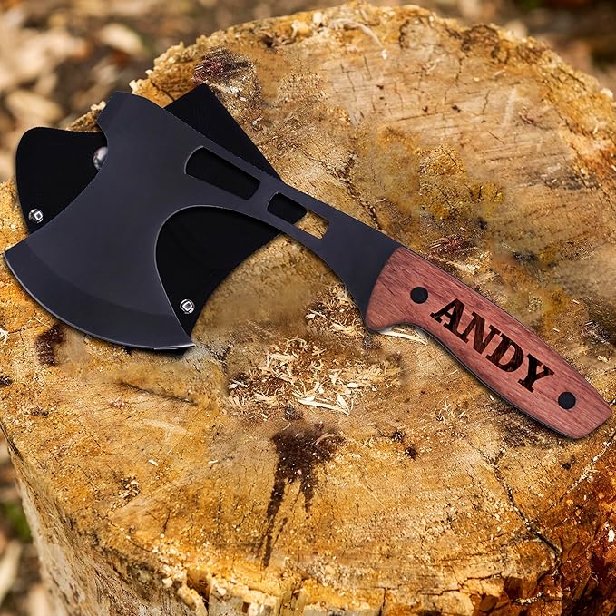 The Wedding Party Store Personalized Engraved Wood Hand Axe - Engraved Monogrammed Tomahawk Hatchet - Fathers Day Valentines Birthday Gift for Him