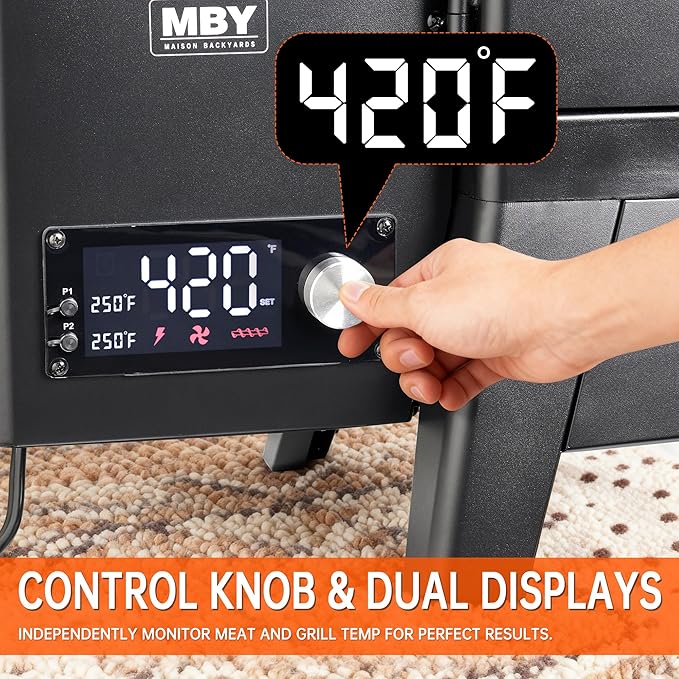 Vertical Pellet Smoker with Cover &amp Meat Probe 4-Rack Electric BBQ Smoker Grill 616 sq in Cooking Space Digital LED Temperature Control for Outdoor Smoking Ribs Brisket Chicken &amp Sausage