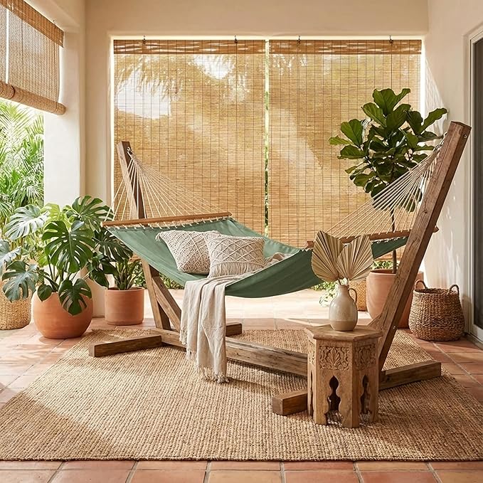Fab Habitat Solid Recycled Polyester Hammock - Fargo - Green - Indoor/Outdoor Quick Dry 2 Person 460 lbs Capacity - Patio Poolside Backyard Garden Beach Balcony - 12-14 ft Adjustable