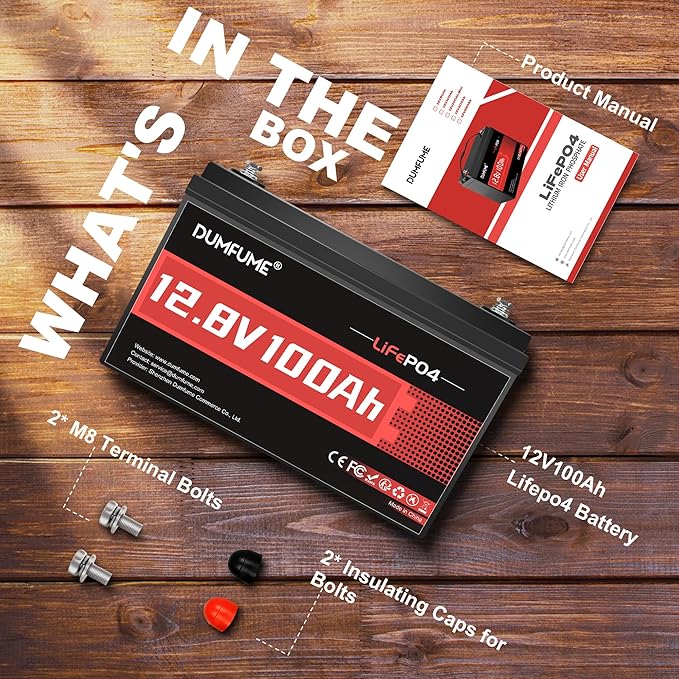 12V 100Ah LiFePO4 Lithium Battery Built-in 100A BMS Group 31 6000+ Deep Cycles Rechargeable Battery Ideal for RV Solar Off-Grid Systems Home Energy StorageMarine