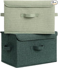 GRANNY SAYS Stoarge Basket with Lid Decorative Storage Boxes Closet Storage Bins for Clothes Collapsible Stackable Organization Sage Green&ampDark Green 2-Pack