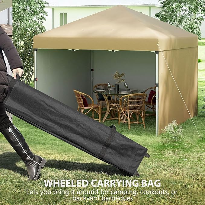 10x10 All-Season Pop-Up Canopy Featuring Full-Side Sidewalls Weight Bags Included for Adjustable Height Weatherproof Polyester Fabric