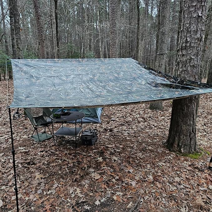 LOOGU Heavy Duty Waterproof Tarp Bionic Tree Camo Multi Purpose Poly Cover