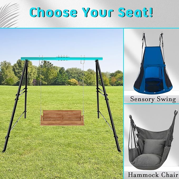 Swing Stand Frame Swing Sets for Backyard Hammock Chair Stand Only Max Load 550Lbs for Patio Playground Park(Swing not Included)