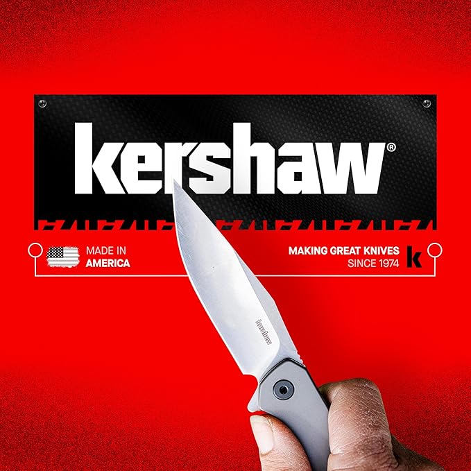 Kershaw Leek BlackWash Pocket Knife (1660BLKW) 3 Sandvik 14C28N Steel Blade 410 Stainless Steel Handle BlackWash Finish SpeedSafe Assisted Open Frame and Tip Locks Reversible Pocketclip 3 OZ