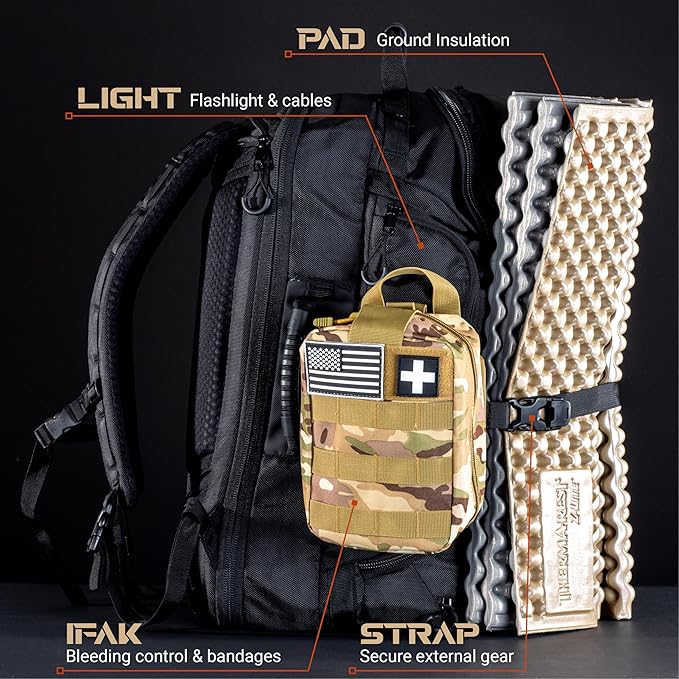 Cargo 72-Hour Survival Kit Loadout Backpack - Complete Bug Out Emergency Kit with Tactical 48L Backpack Water Filtration Power Medical Shelter &amp Fire System - Modular Urban Preparedness System