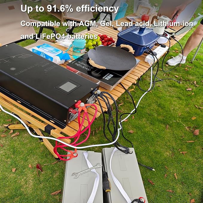WZRELB 6000W 48V Pure Sine Wave Inverter48 Volt DC to AC 120V 240V Split Phase Power Inverter2*AC Hardwire Terminal12KW SurgeHigh Efficiency up to 91.6%Wireless Remote