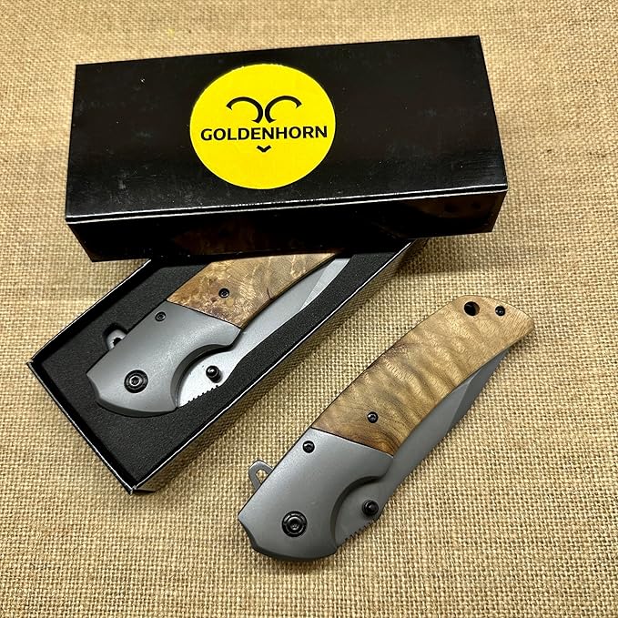 Personalized Pocket Knife Spring Assisted Wood Handle Folding Knife Gentlemen's Pocket Knife Knives fo Men Gift For Fathers Day