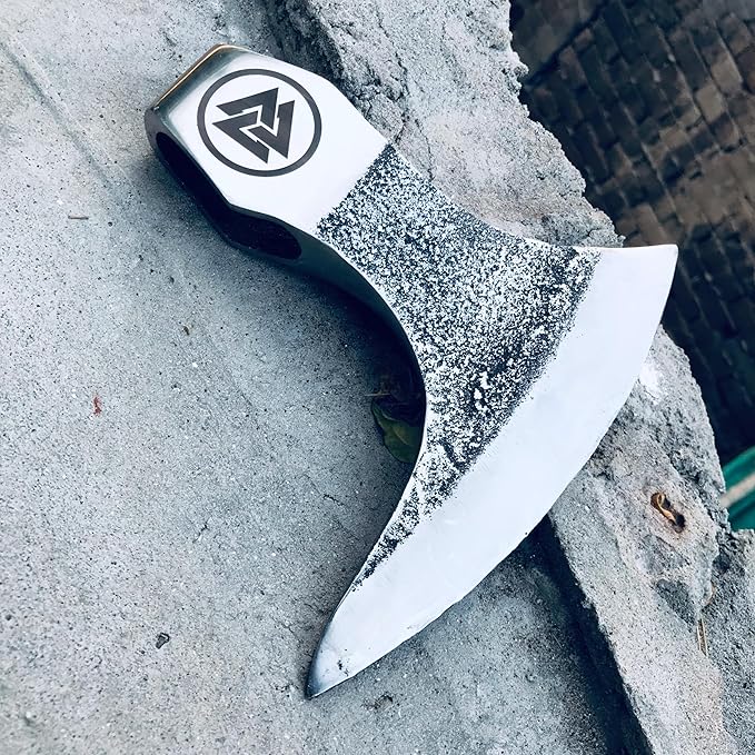 OLDZ CRAFTZ-Viking Bearded Axe - Valknut Viking Axe Head Custom Forged high Carbon Steel hatchets Multi Purpose Adult Size Axe Head viking axe head handmade axe head real