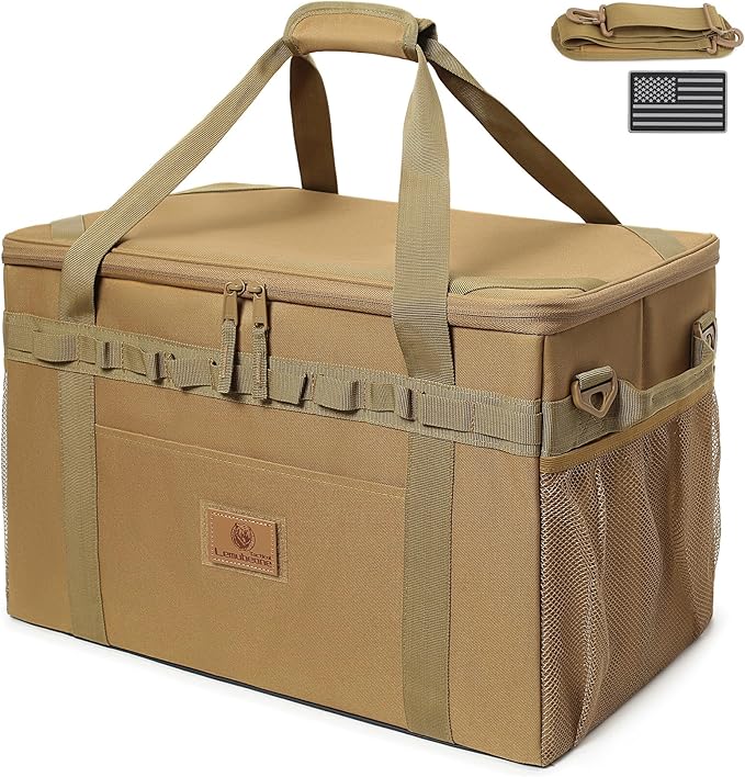 Tactical Camping Storage Bag Utility Tote Bag Camping Kitchen Organizer with Axe Holder &amp Shoulder Strap