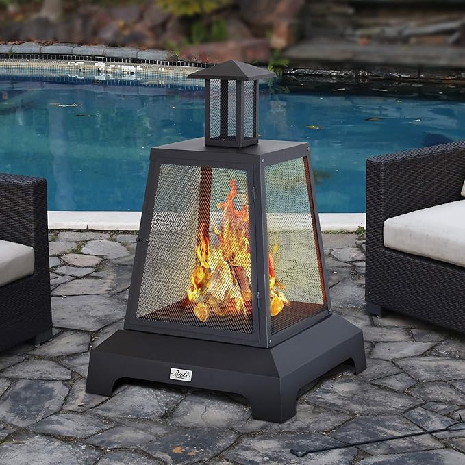 BALI OUTDOORS 28 inch Fire Pit Outdoor Outdoor Wood Burning Fire Pit Large Firepits for Outside Patio Garden Backyard
