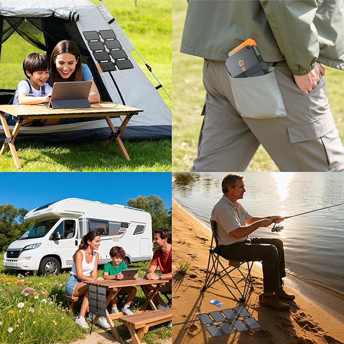 FlexSolar 25W Ultra-Portable Solar Panel Charger with Quick Charge USB-A &amp USB-C Ports Ultra-Lightweight for Outdoor Emergency Power Backpacking Hiking and Camping