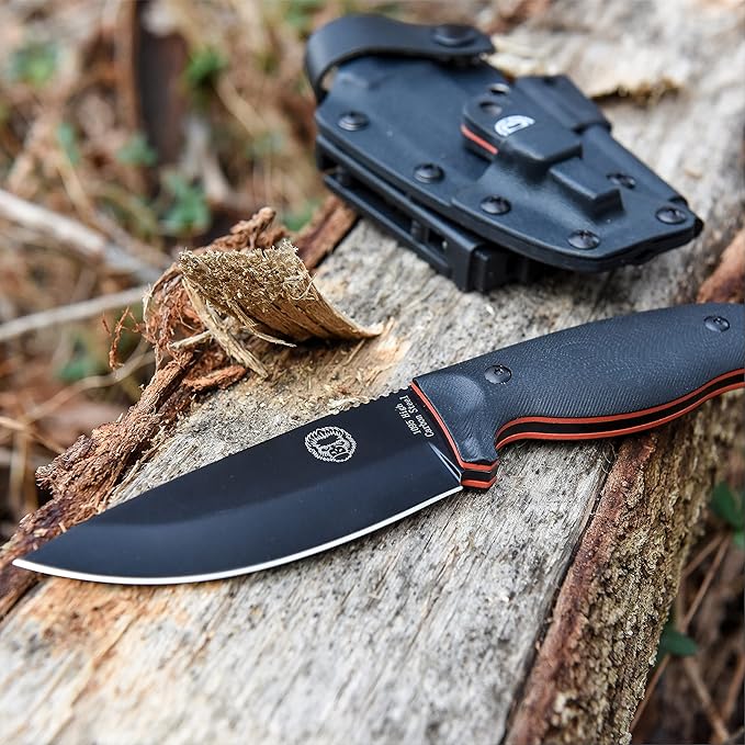 Holtzman's Gorilla Survival Bloodline Fixed Blade Knife with Sheath - Full Tang 1095 High Carbon Steel - Outdoor Bushcraft &amp Hunting Knife for Survival Gear