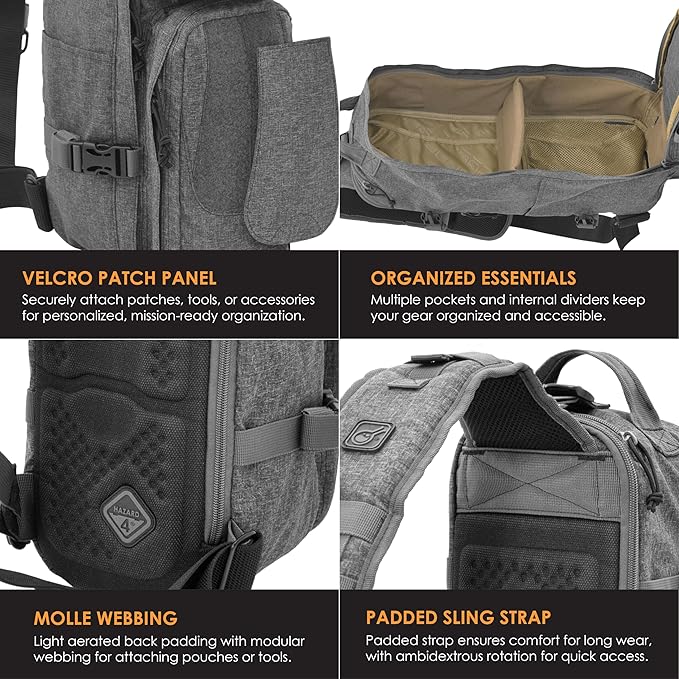 Grayman(TM) Plan-B Light Go-Bag Sling Pack by Hazard 4(R) - Gray  Large