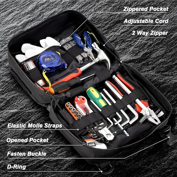 Jueachy Tactical Molle Pouch Large Admin Bag Utility Tool Pouches Molle Attachment EDC Pouches Expandable Molle Accessories Organizer Medical Pocket U.S.A Patch Included