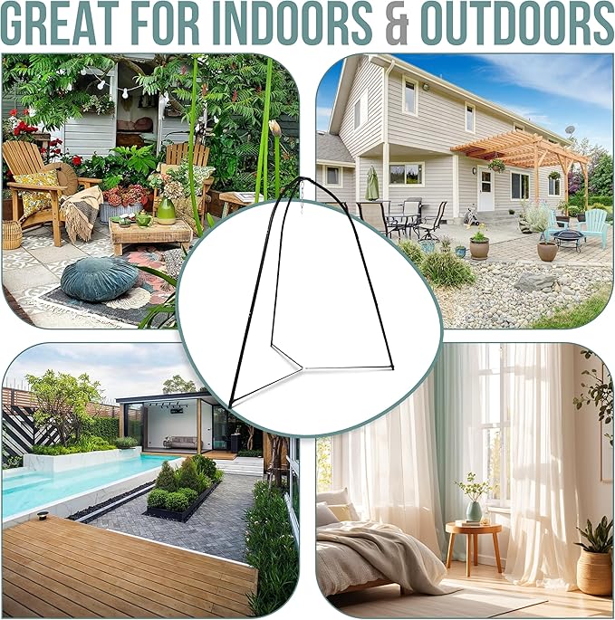 Sorbus Tripod Hanging Chair Stand – 330lbs Capacity Heavy Duty Steel Rust Resistant Adjustable Hammock Frame for Saucer Air Porch Indoor/Outdoor Use – Swing Not Included