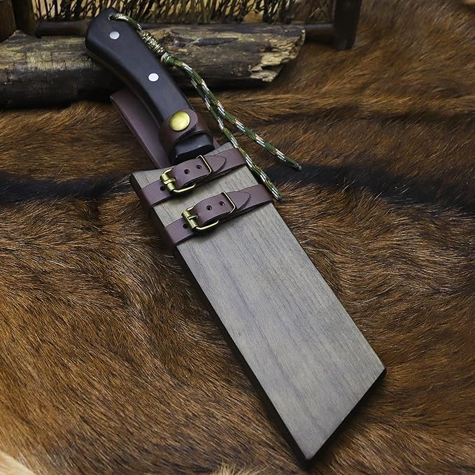 BA-KOR (Pioneer ) (14.6) DC53 steel 6mm thickened full Tang fixed knife+ Wooden sheath &amp(5.9IN) Cerium Igniter suitable for outdoor hunting cutting chopping camping obstacle removal explora