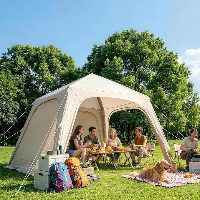 ABORON 2/6/8/10/12 Person Inflatable Camping Tent Easy Setup Blow Up Tent with Hand Pump PU3000mm Waterproof &amp Breathable 4 Season Glamping Tent for Outdoor Camping