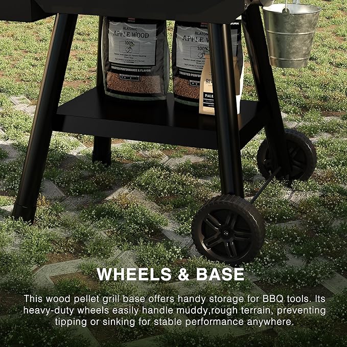 LCD Control Wood Pellet Smoker Grill 456 SQ. IN Cook Area Pellet Grill with Auto Feed &amp Leaking Waste 500°F Max Temperature 8 in 1 BBQ Grill with Meat Probe Side Table with Hooks(Black)