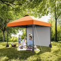 10x10ft Pop Up Canopy Tent With SidewallOutdoor Freestanding Sun Shelter Picnic and CampingInstant Shade Tent With Vented Roof for Beach &amp Events - Includes Storage BagSandbagsStakes&ampRopes