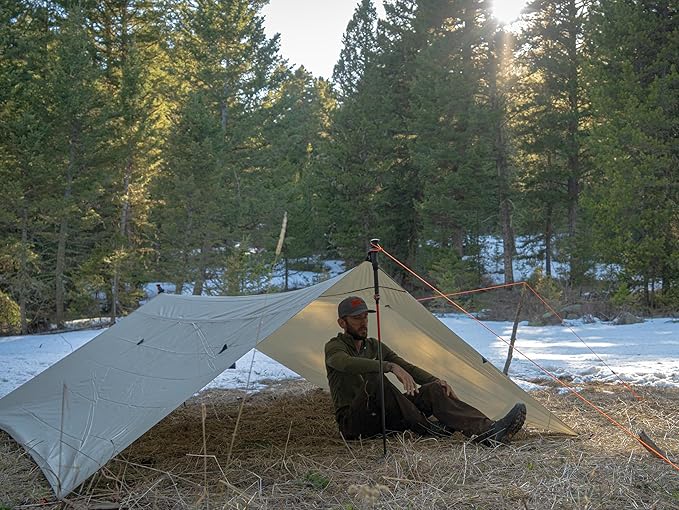 VIAM Outdoors Timberline Desert Tan Tarp: Waterproof Camping Tarp for Hunting Glassing Hammock Rain Fly Ultralight Backpacking Gear Sun Shelter &amp Heavy Duty Outdoor Protection