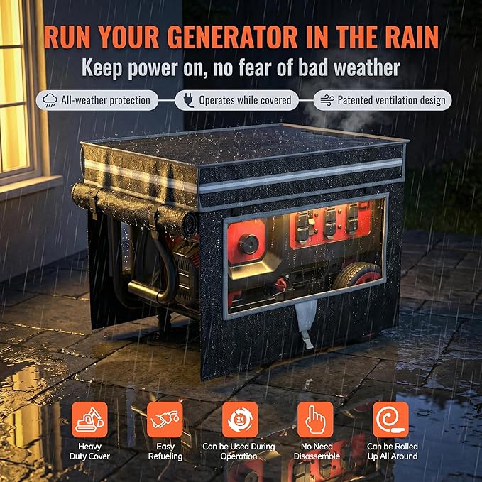 Generator Covers Generator Covers While Running 32X24X24 inches Top Can be Opened With Tool Bag and Visual Operation Window Suitable for 3000W-12000W Frame Generator Black.