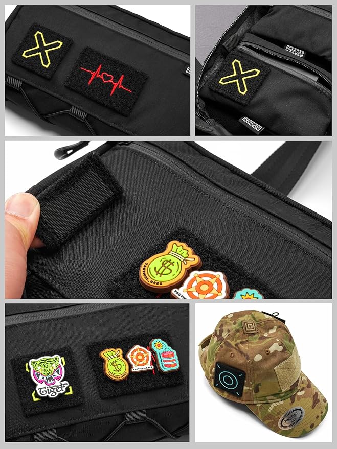 TACTICAL GEEK BG12 Removable Magnetic Loop Patches 2 Pack Personalise Embroidery Patch No Sewing Decals Emblem with Strong Magnetism Funny Magnetic Sticker(Red Heartbeat Pattern)