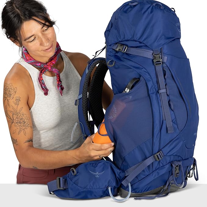 Osprey Kyte 48L Women's Backpacking Backpack - Hiking &amp Camping Bag with Waterproof Raincover Serenity Blue X-Small/Small