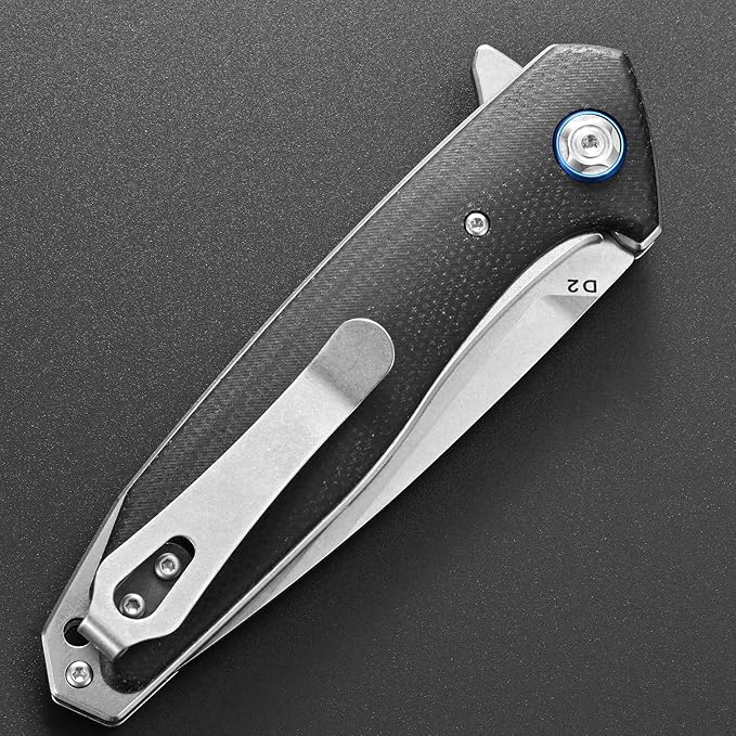 Eafengrow EF972 Folding Knife D2 Steel Blade Micarta Handle Pocket Knife Folder for Outdoor Camping Hiking Working EDC Tool Knife(Black)
