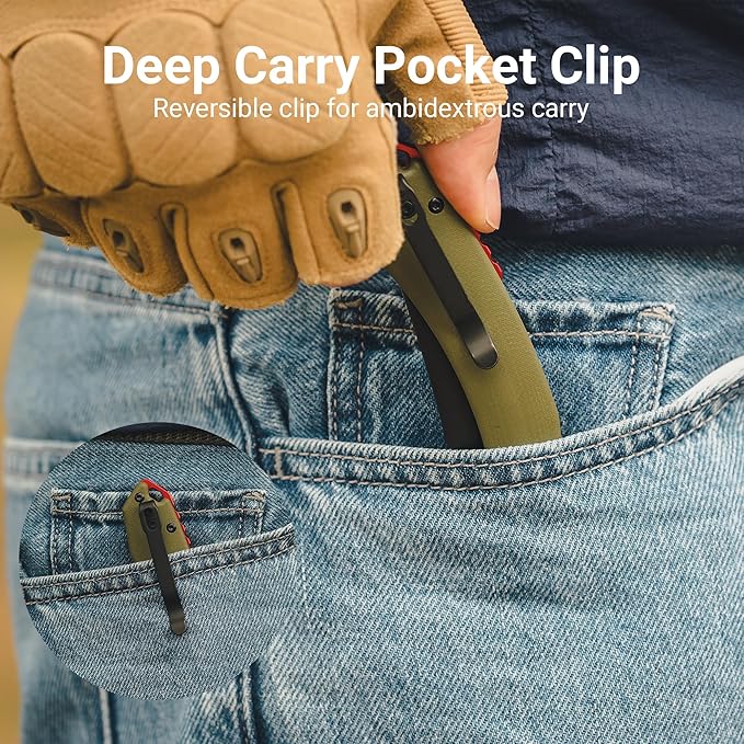CJRB Tactical Knife Small Folding Pocket Knife with AR-RPM9 Steel Blade and G10 Handle for Men Outdoor Survival Hunting Camping Gobi(J1906B) Green