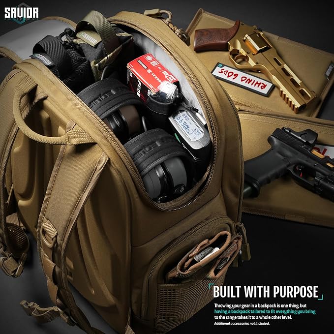 Savior Equipment SEMA Compact Tactical Range Pistol Backpack w/ 3 Gun Rug Sleeve